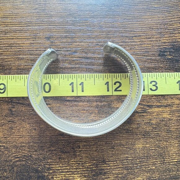 VTG Solid Sterling Silver 925 Etched Textured Open Cuff Bracelet Size 7.5" Fit - Picture 10 of 13